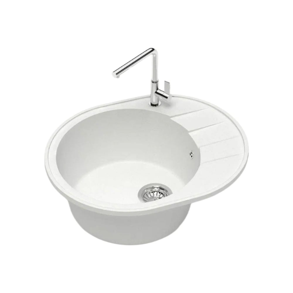 Изображение товара Кухонная раковина Maretti MR615-WH Кухня Белая овальная матовая