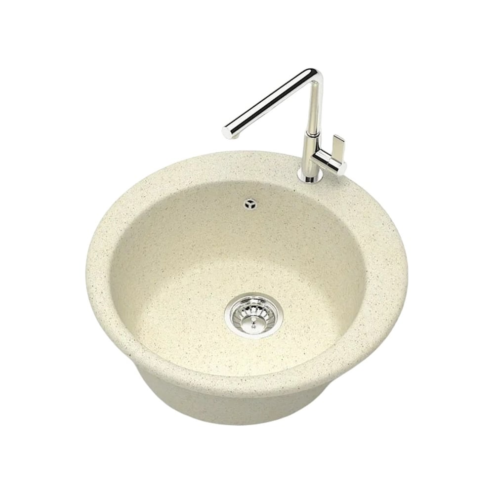 Изображение товара Кухонная мойка Maretti Kitchen MR475 - бежевый, круглая чаша 375 мм, 180 мм глубина