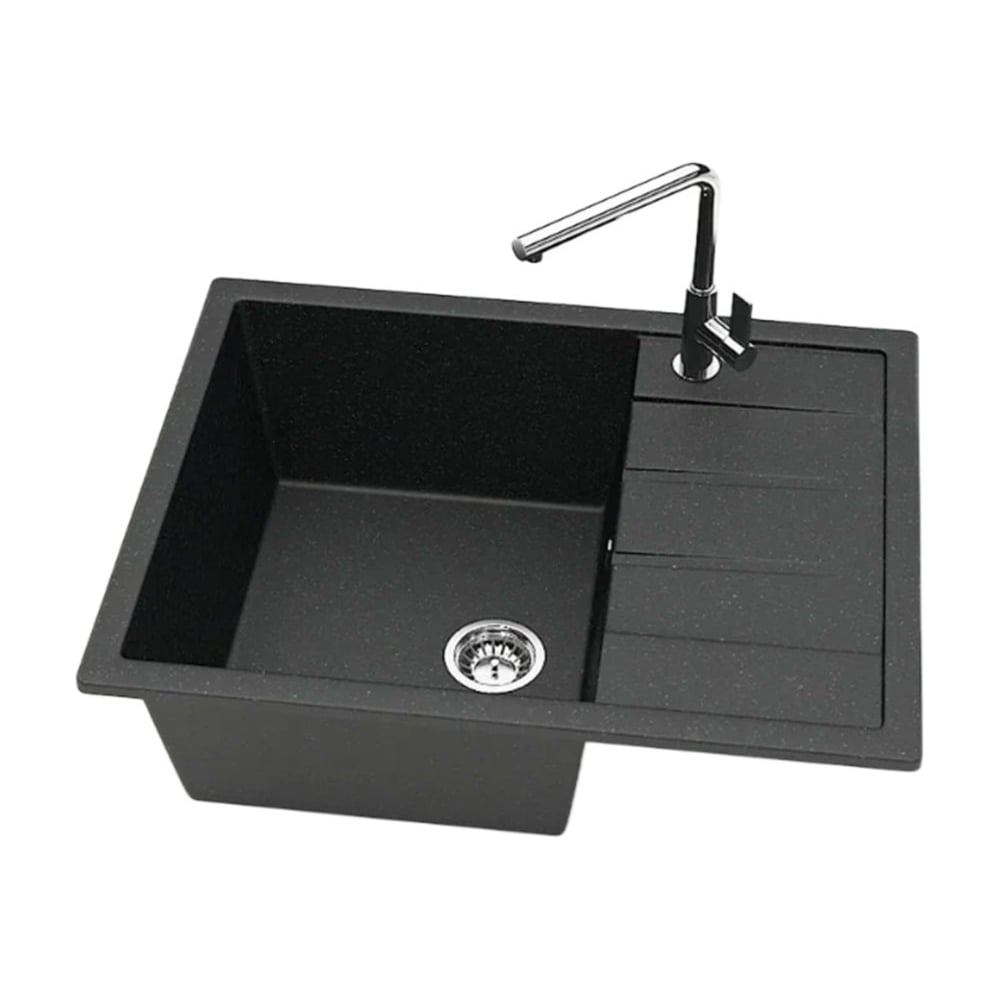 Изображение товара Мойка Maretti Kitchen MR645-BL - черная, прямоугольная, врезная, с крылом Изображение товара Мойка Maretti Kitchen MR645-BL - черная, прямоугольная, врезная, с крылом