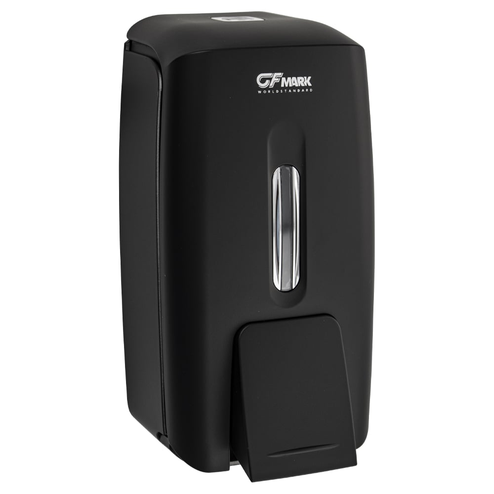 Изображение товара Дозатор для жидкого мыла GFmark универсальный, пластиковый, черного цвета, большой, с глазком - капля, 800 мл 9153