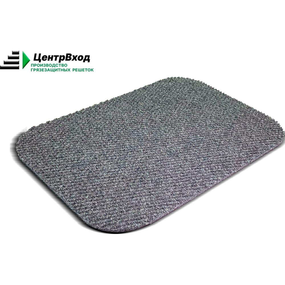 Изображение товара Коврик придверный грязезащитный ворсовой ПК ЦентрВход Оверлок (цвет: серый), размером 900х600 мм 731OB006