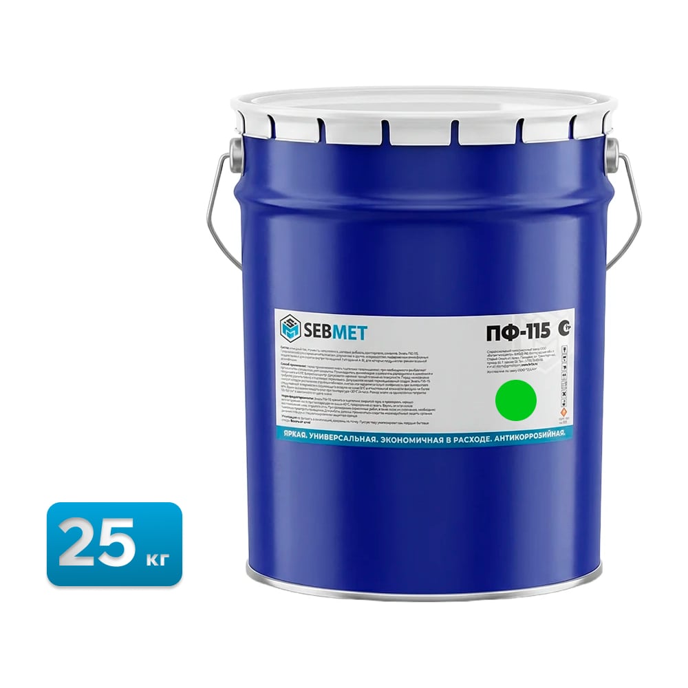 Изображение товара Краска Sebmet зеленая эмаль ПФ-115 (25 кг) TD031150025