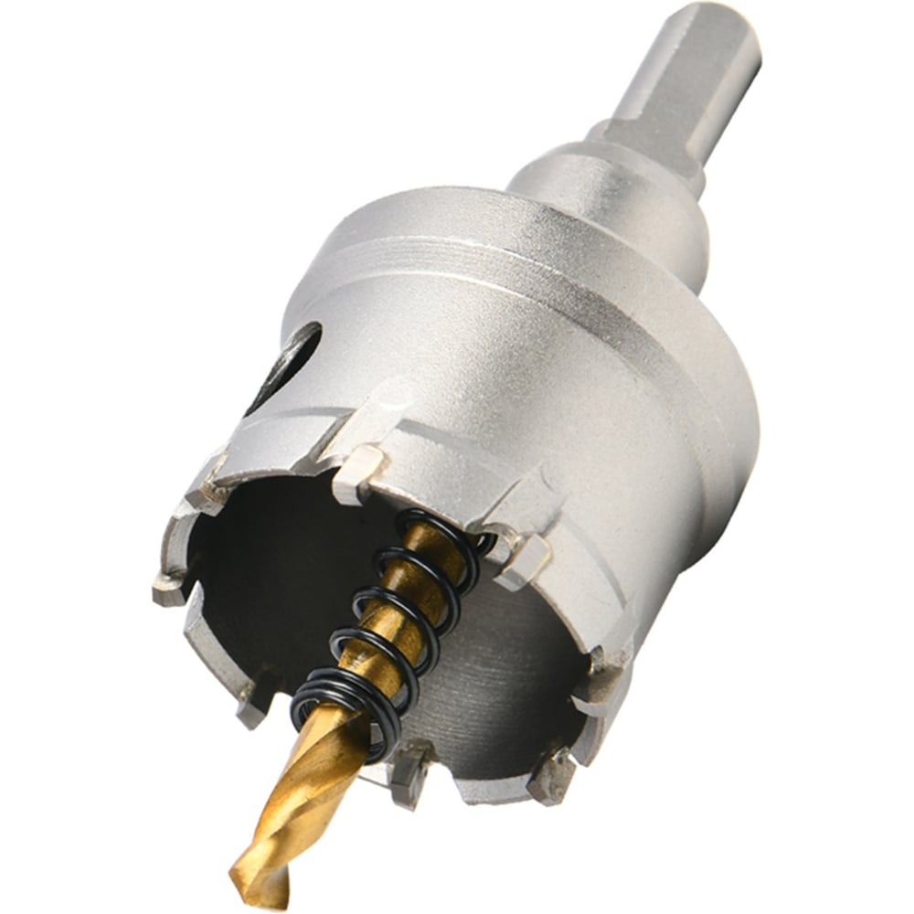 Изображение товара Коронка по металлу DELI 42мм твердосплавная с центрирующим сверлом DH-TCT042-E1 (шестигранный хвостовик) 229584