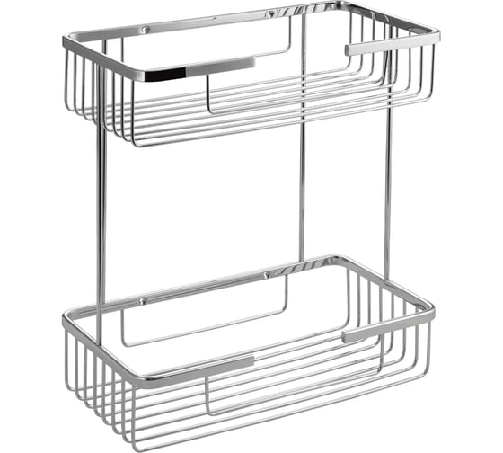 Изображение товара Полочка прямоугольная САНАКС двойная, из нержавеющей стали, цвет хром. 75032