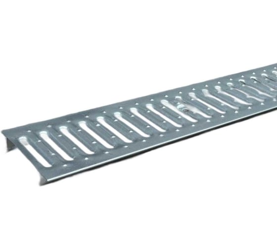 Изображение товара Решётка водоприёмная для лотка водоотводного Gidrolica DN100 РВ-10.13,6.100 штампованная стальная оцинкованная с отверстиями для крепления, класс А15 508/1