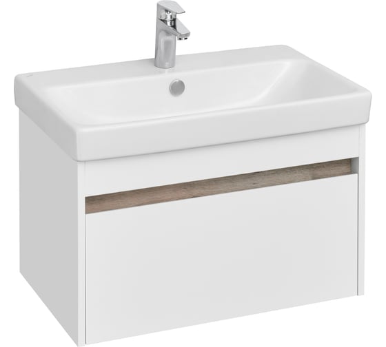 Изображение товара Тумба AQUATON Марти 70 с раковиной Адриана 70, цвет белый/дуб эндгрейн 1A2675V0MY010