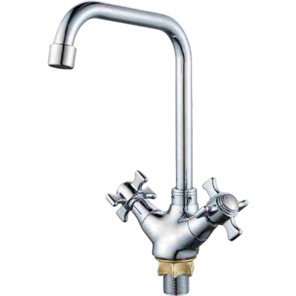 Изображение товара Смеситель для кухни ALOUTE, двухвентильный. Высота 250 мм. Подвод воды гибкий, крепление на большой гайке. Хром A6313-17