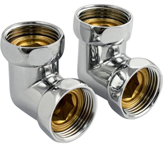 Изображение товара Американка Санакс хромированная, угловая, к полотенцесушителю, 1х1 г/г, пара 396