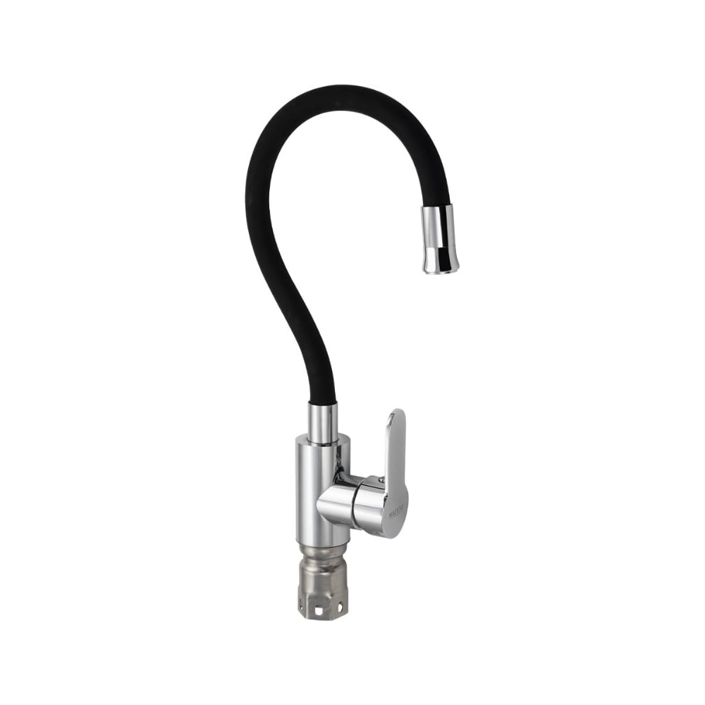 Изображение товара Смеситель кухонный хромированный САНАКС серия МАГНУС, гибкий гусак ЧЁРНЫЙ, из нержавеющей стали марки 304 9265