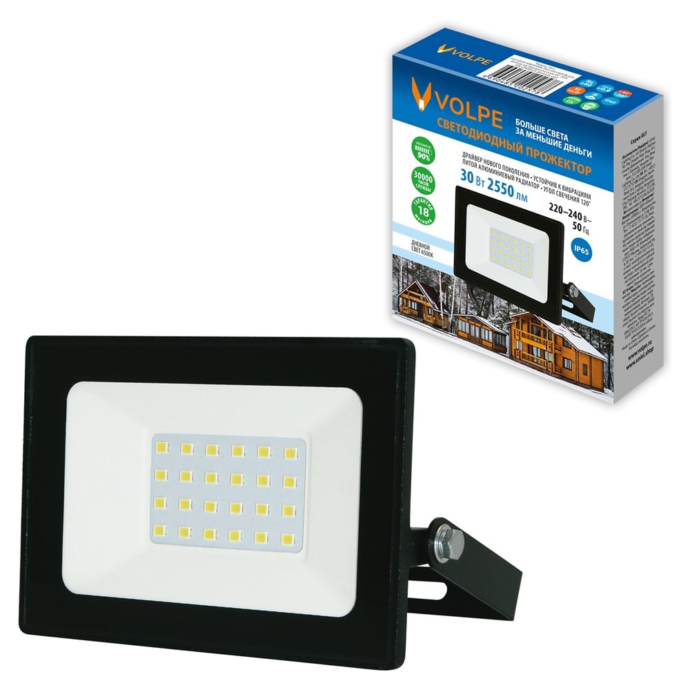 Изображение товара Светодиодный прожектор Volpe ULF-Q519 30W/6500K IP65 220-240V BLACK UL-00012826