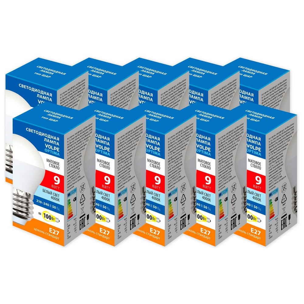 Изображение товара Светодиодная лампа Volpe LED-G45-9W/4000K/E27/FR/SLS