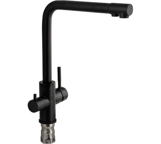 Изображение товара Смеситель кухонный САНАКС серия МАГНУС, Г-образный излив, ЧЁРНЫЙ, шаровый, с двойным выпуском воды для фильтра, из нержавеющей стали марка 304 91120