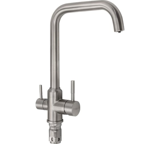 Изображение товара Смеситель кухонный САНАКС серия МАГНУС, Г-образный излив, шаровый, с двойным выпуском воды для фильтра, из нержавеющей стали марки 304 91115