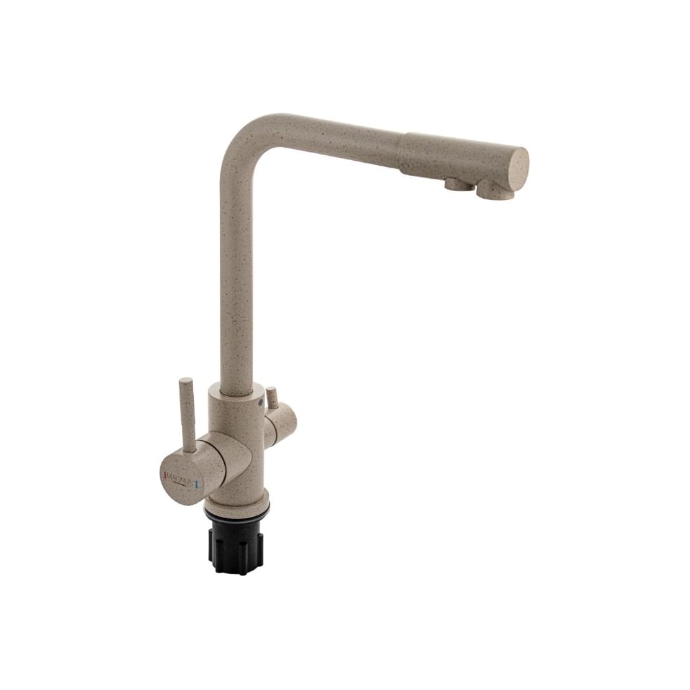 Изображение товара Смеситель кухонный САНАКС серия МАГНУС, Г-образный излив, шаровый, с двойным выпуском воды для фильтра, из нержавеющей стали марки 304, темно-коричневый 91124