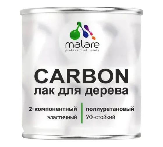 Изображение товара Лак полиуретановый MALARE 2К CARBON для защиты дерева адгезионный влагостойкий высокопрочный износостойкий УФ-стойкий глянцевый (0.7 кг + 70 гр отвердитель) ПУЛДЕРПРГ0070