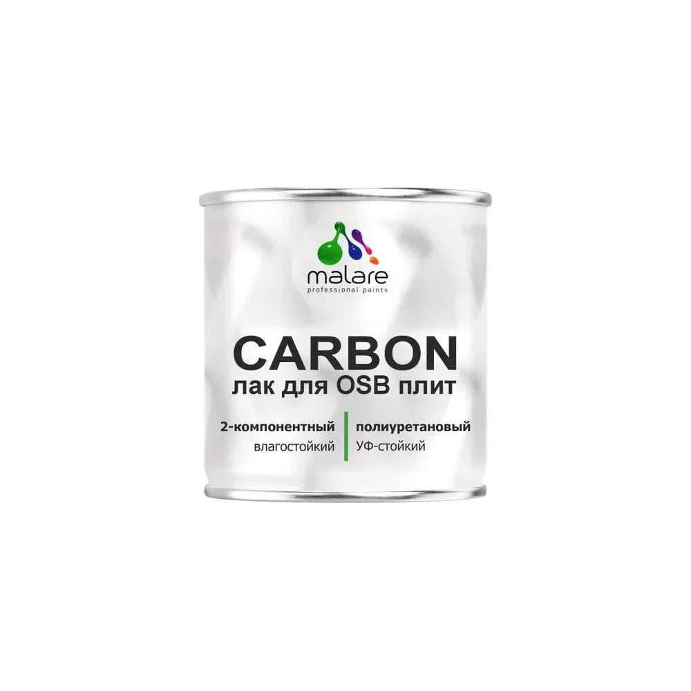Изображение товара Лак полиуретановый MALARE 2К CARBON для защиты ОСБ плит и панелей адгезионный влагостойкий высокопрочный УФ-стойкий глянцевый (7 кг + 0.7 кг отвердитель) ПУЛОСБПРГ0700