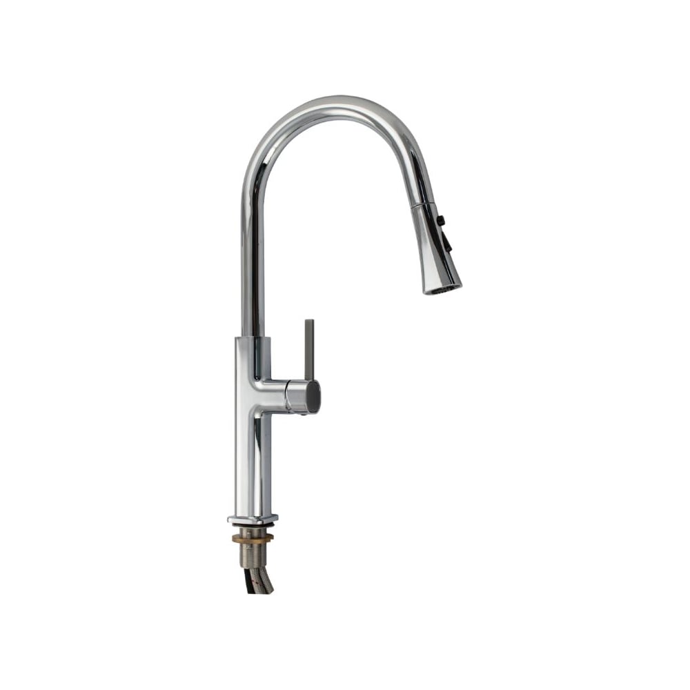 Изображение товара Смеситель кухонный САНАКС серия МАГНУС, шаровый, С - образный излив вытяжной, корпус из латуни, хромированный 8240