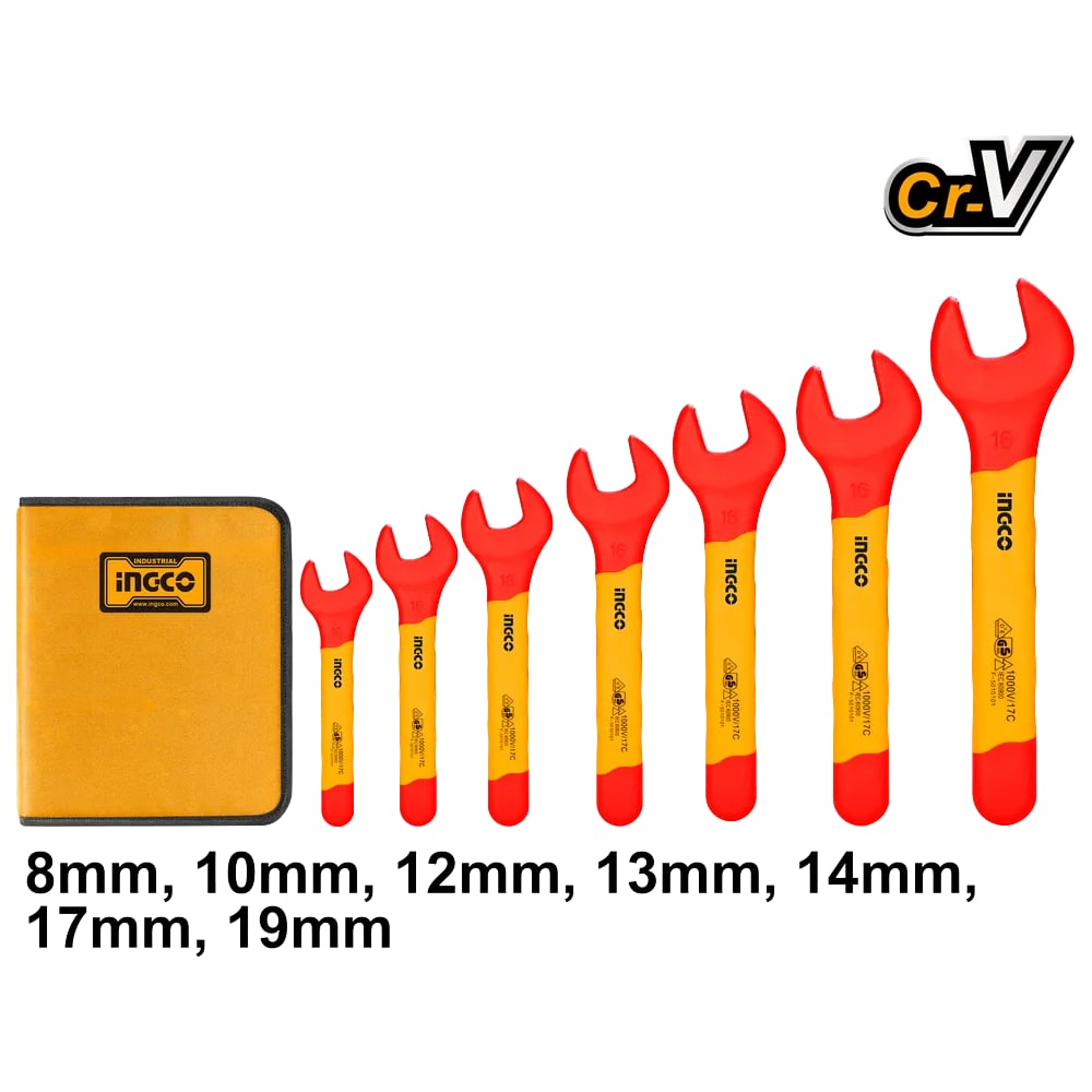 Изображение товара Набор диэлектрических рожковых ключей INGCO 7 шт. INDUSTRIAL HKISPA0701