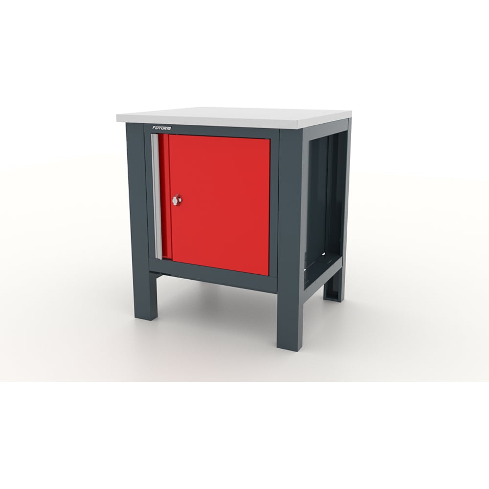 Изображение товара Верстак FERRUM Premium 745х650х850h мм, Столешница оцинкованная фанера 30 мм, Тумба с дверью 11.110-7016/3000