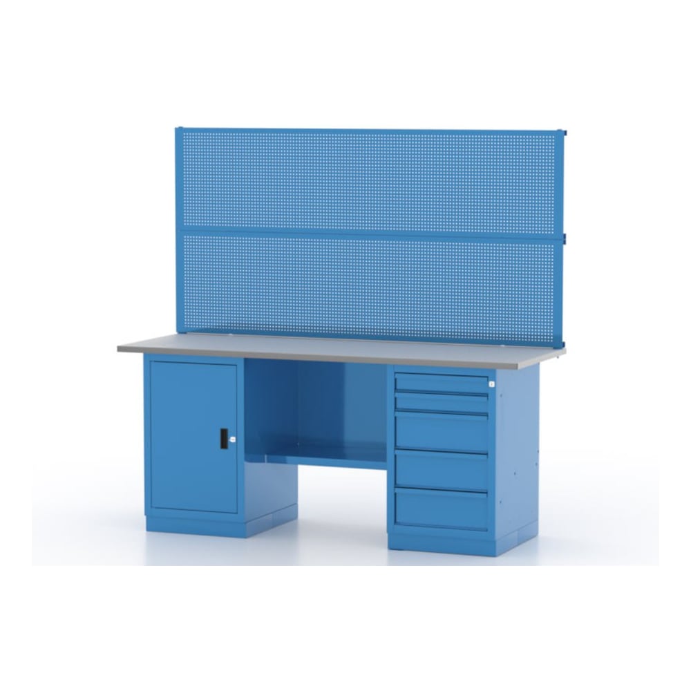 Изображение товара Верстак 2-тумбовый FERRUM тумба с дверью, тумба с 5 ящиками, с перф. панелями 01.205L/2-5015