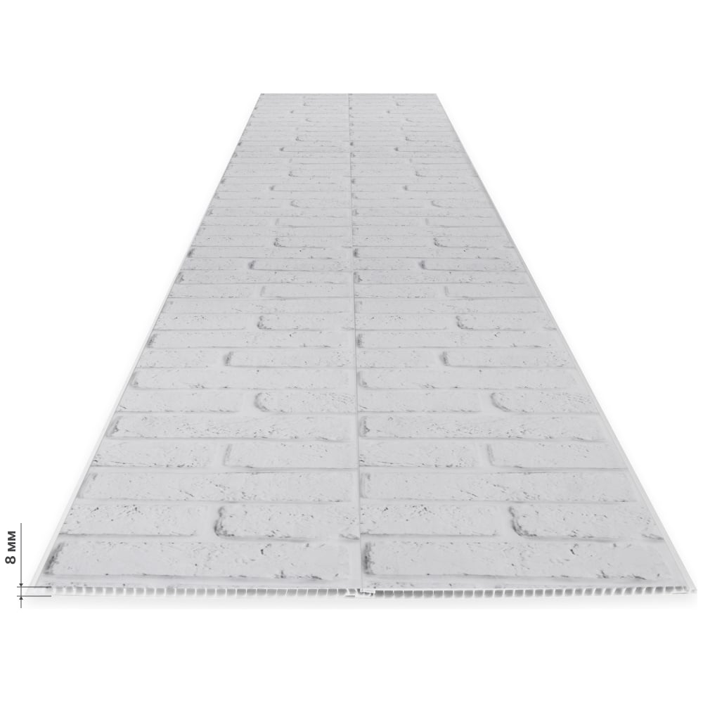 Изображение товара ПВХ панель STELLA 347 Белый кирпич Light — влагостойкая стеновая панель 2700 мм