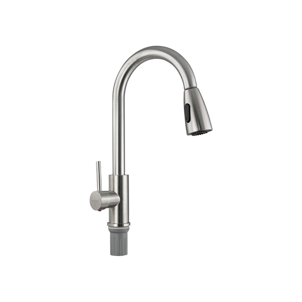 Изображение товара Смеситель кухонный шаровый САНАКС С - образный излив вытяжной, из нержавеющей стали марки SUS 304, цвет САТИН 13069