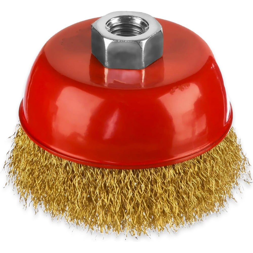 Изображение товара Щетка крацовка doka УШМ чашеобразная латунированная мягкая 125 мм М14 KCL-B-125-П