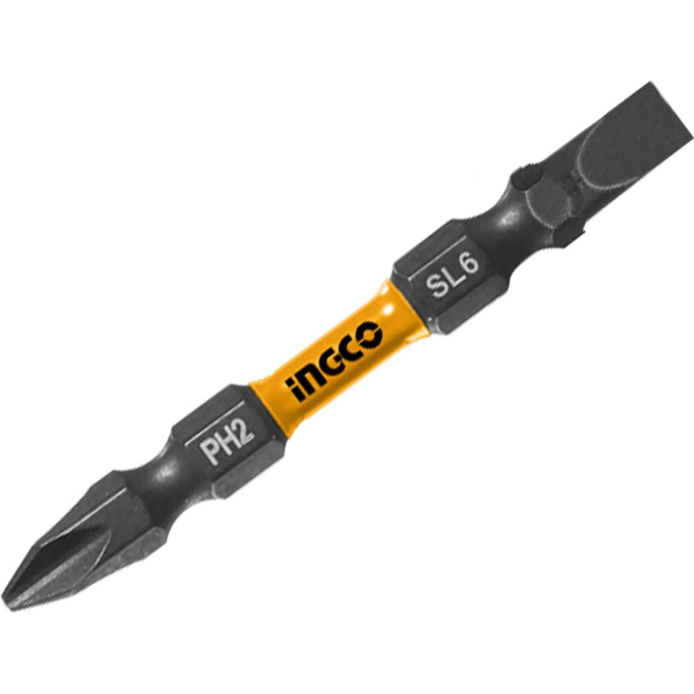Изображение товара Набор бит двухсторонних INGCO PH2+SL6 65 мм 10 шт INDUSTRIAL SDBIM21HL133