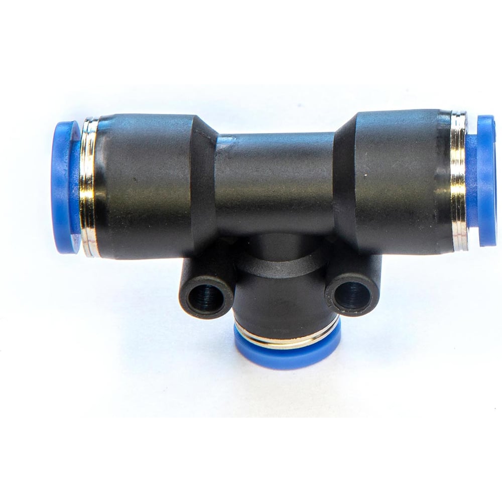 Изображение товара Фитинг пневматический цанговый пластиковый Т-образный переходной HIMPT PUT 10-8 5 шт 00-00026775