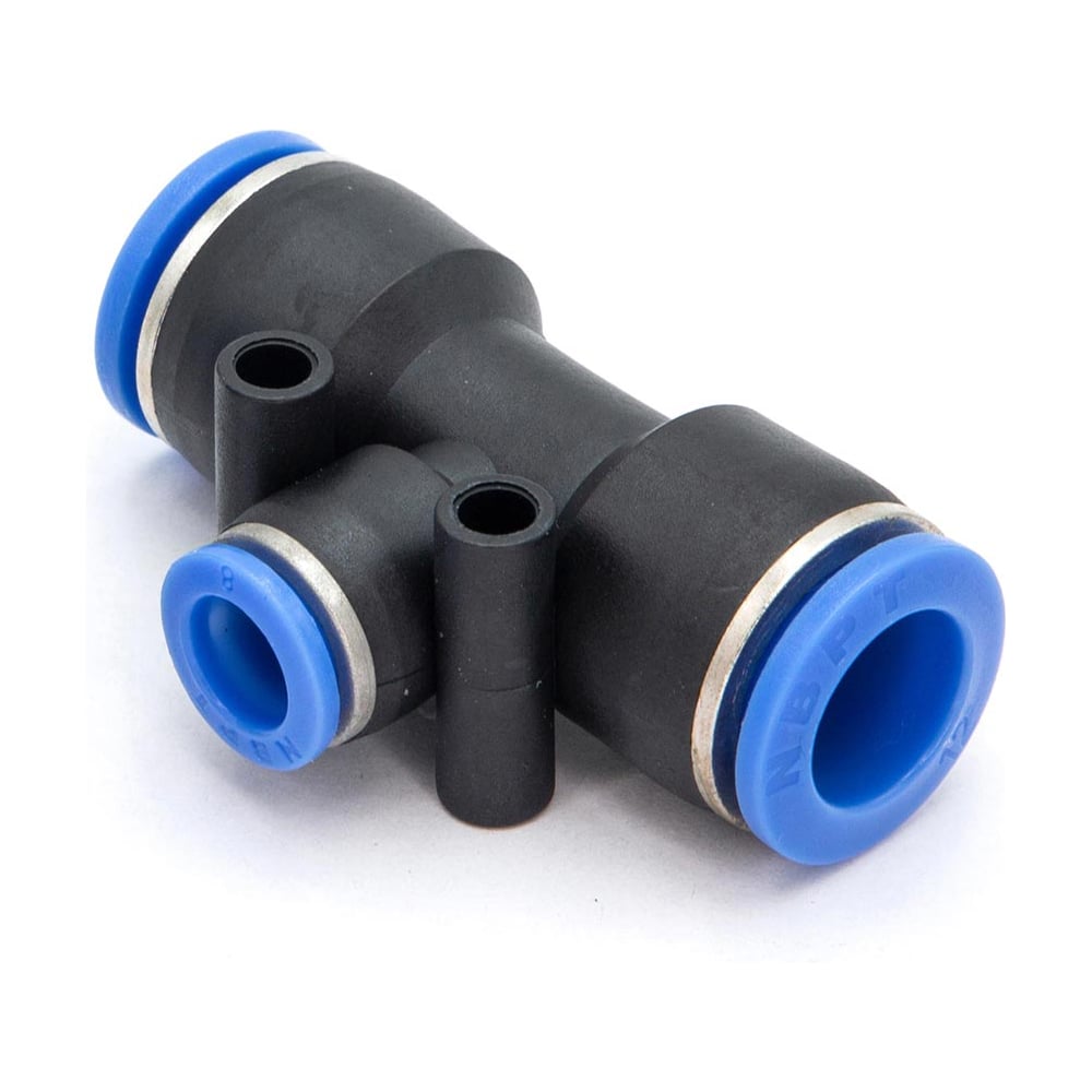 Изображение товара Фитинг пневматический цанговый пластиковый Т-образный переходной HIMPT PUT 12-8 5 шт 00-00026777