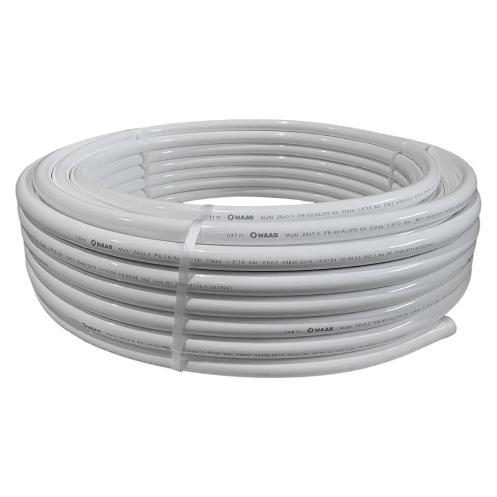 Изображение товара Труба металлопластиковая WAAG Multi DN16 x 2,0 PN10 (бухта 200м) PE-Xb / Al / PE-Xb, белая WG.1620200 Изображение товара Труба металлопластиковая WAAG Multi DN16 x 2,0 PN10 (бухта 200м) PE-Xb / Al / PE-Xb, белая WG.1620200