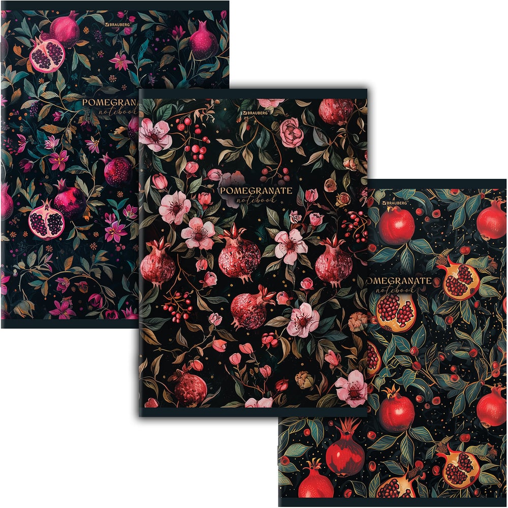 Изображение товара Бизнес-тетрадь BRAUBERG ДЭК А4, 96л, 3 шт. скоба, клетка, глянцевый лак, Гранаты, 404895