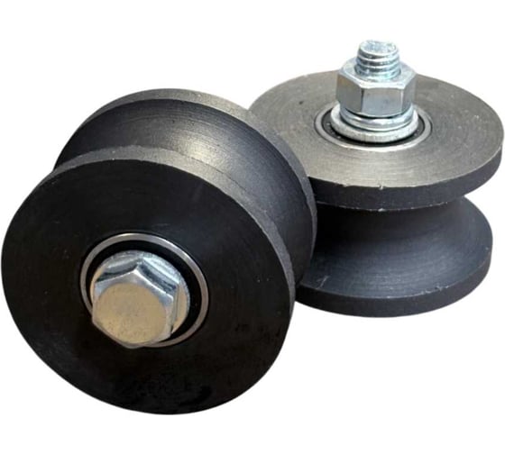 Изображение товара Ролик чёрный для ворот 23 Болта d 70, под трубу 3/4 d25 капролон 2 шт Ч2707ф2