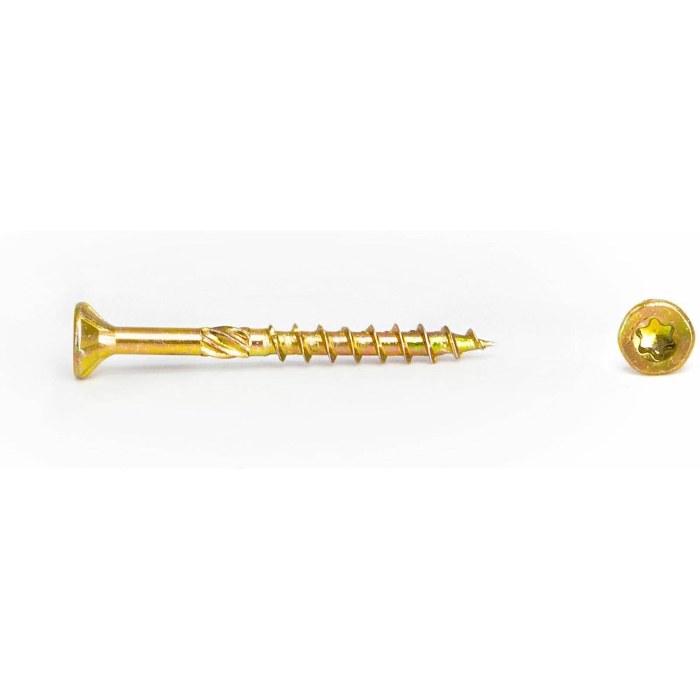 Изображение товара Саморез по дереву 6x70 Torx потайной желтый цинк