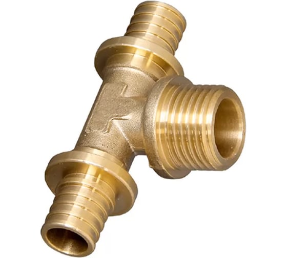 Изображение товара Тройник ViEiR 16x1/2Mx16 аксиальный латунный для труб из сшитого полиэтилена VRP16316TM (V)