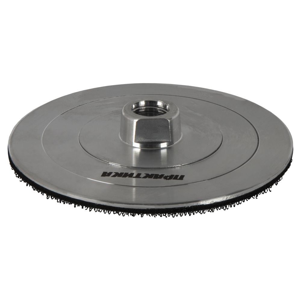 Изображение товара Тарелка опорная ПРАКТИКА 100 мм для УШМ, М14, жесткая, алюминиевая, крепление VELCRO 925-402