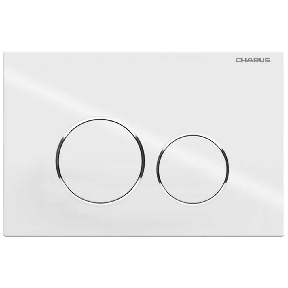 Изображение товара Клавиша для инсталляции CHARUS TM Серия: SPAZIO Материал: Пластик ABS+Хромированные кольца Тип: Механический Размер: 245х165х14,5 Цвет: Белый глянцевый FP.330.11.01