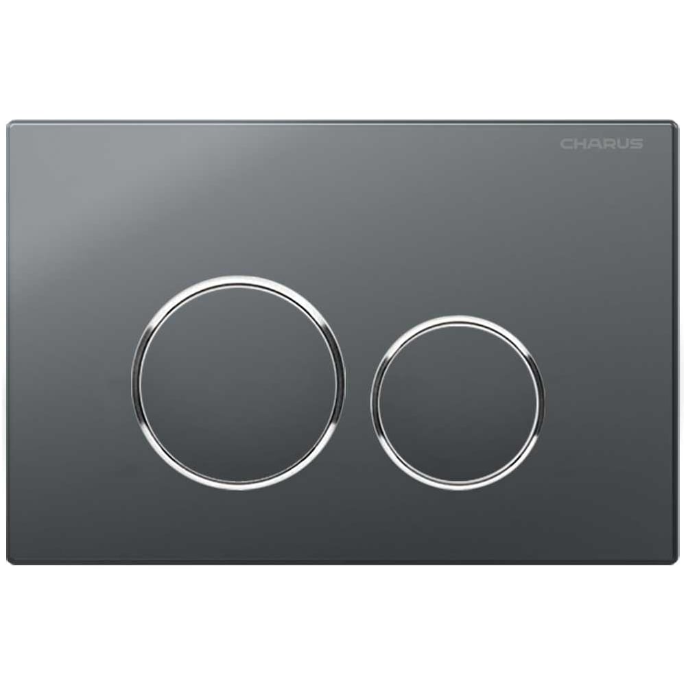 Изображение товара Клавиша для инсталляции CHARUS TM SPAZIO, Пластик ABS+Хромированные кольца Тип: Механический Размер: 245*165*14,5 Цвет: Графит FP.330.GRP.01