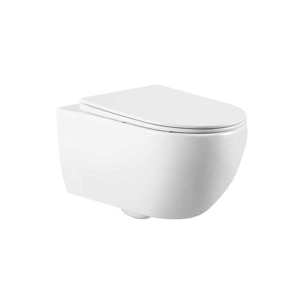 Изображение товара Безободковый подвесной унитаз CHARUS SKANDENBORG RIMLESS с горизонтальным выпуском в стену c легкосъемным сиденьем с функцией микролифт в комплектеТип смыва: Каскадный Размер : 555х365х355 Материал: Санфарфор EWC700-125W