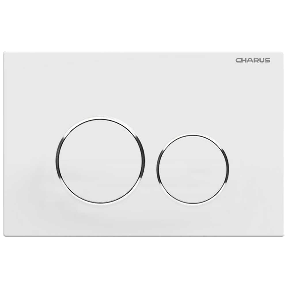 Изображение товара Клавиша для инсталляции CHARUS TM SPAZIO, Пластик ABS+Хромированные кольца Тип: Механический Размер: 245*165*14,5 Цвет: Белый матовый FP.330.12.01