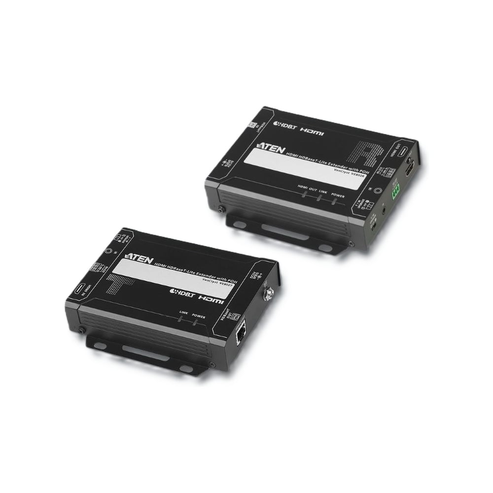 Изображение товара Удлинитель ATEN HDMI HDBaseT-Lite+RS232+IR, 60 м, 1xUTP Cat5e, HDMI+RJ45+3-контактн. клемма+MINIJACK, F, без шнуров, БП 220 5V VE802-AT-G Изображение товара Удлинитель ATEN HDMI HDBaseT-Lite+RS232+IR, 60 м, 1xUTP Cat5e, HDMI+RJ45+3-контактн. клемма+MINIJACK, F, без шнуров, БП 220 5V VE802-AT-G