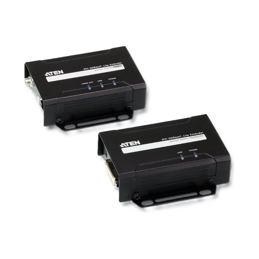 Изображение товара Удлинитель ATEN DVI HDBaseT-Lite, 70 м, 1xUTP Cat5e, DVI-D+RJ45, F, без шнуров, 2xБП 220 5V VE601-AT-G