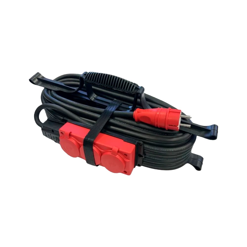 Изображение товара Удлинитель на рамке KNS MAX COLOR с заземлением 3 розетки 10 м IP54 красный