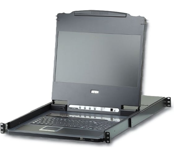 Изображение товара Консоль ATEN KVM switch, KVM, 2 user консоль LCD 17.3 = 8 cpu/портов/port PS2/USB+VGA, с KVM-шнурами USB 2x1.8м, 1920x1080, 1U 19, CL5708MW-ATA-RG