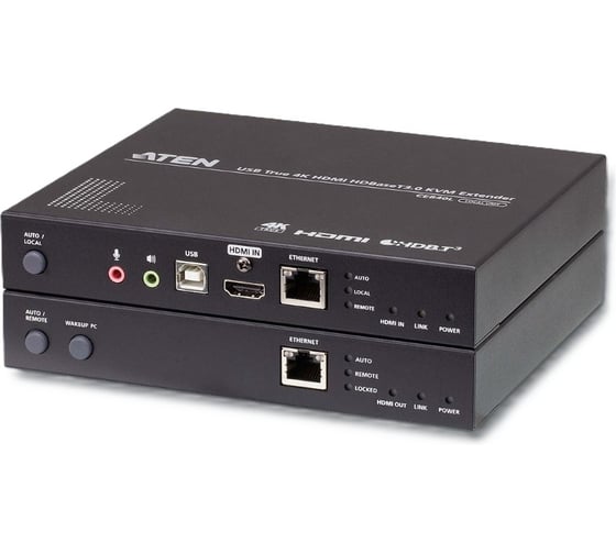 Изображение товара Удлинитель ATEN extender, KVM USB, HDMI+KBD MOUSE USB+AUDIO+RS232+ETHERNET, 100 метр., 1xUTP Cat6 HDBaseT certified, HDMI+2xMINIJACK+DB9+US CE840-AT-G