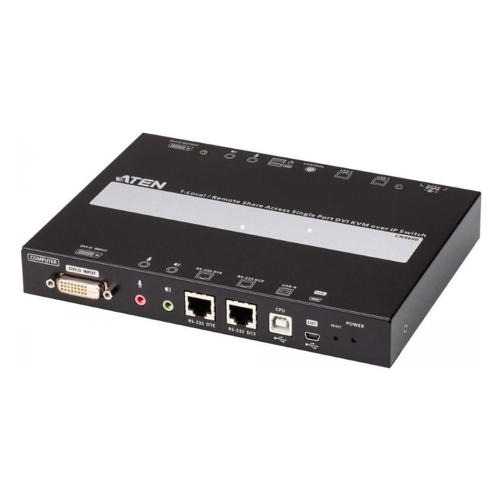 Изображение товара Удлинитель ATEN IP KVM шлюз/extender, KVM+RS232+AUDIO DVI+USB, управл. по IP, Rackmount/Desktop, 2x10/100/1000 Base-T, с KVM-шнуром USB 1x CN9600-AT-G