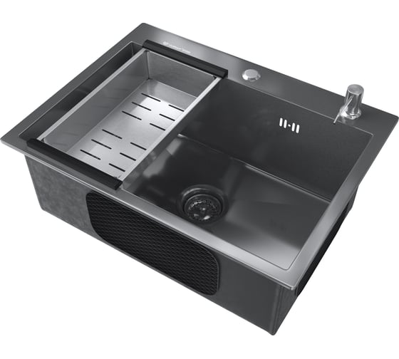 Изображение товара Мойка ULGRAN STEEL 600х450, цвет «черная брашированная сталь» Ulgran STEEL 600х450.