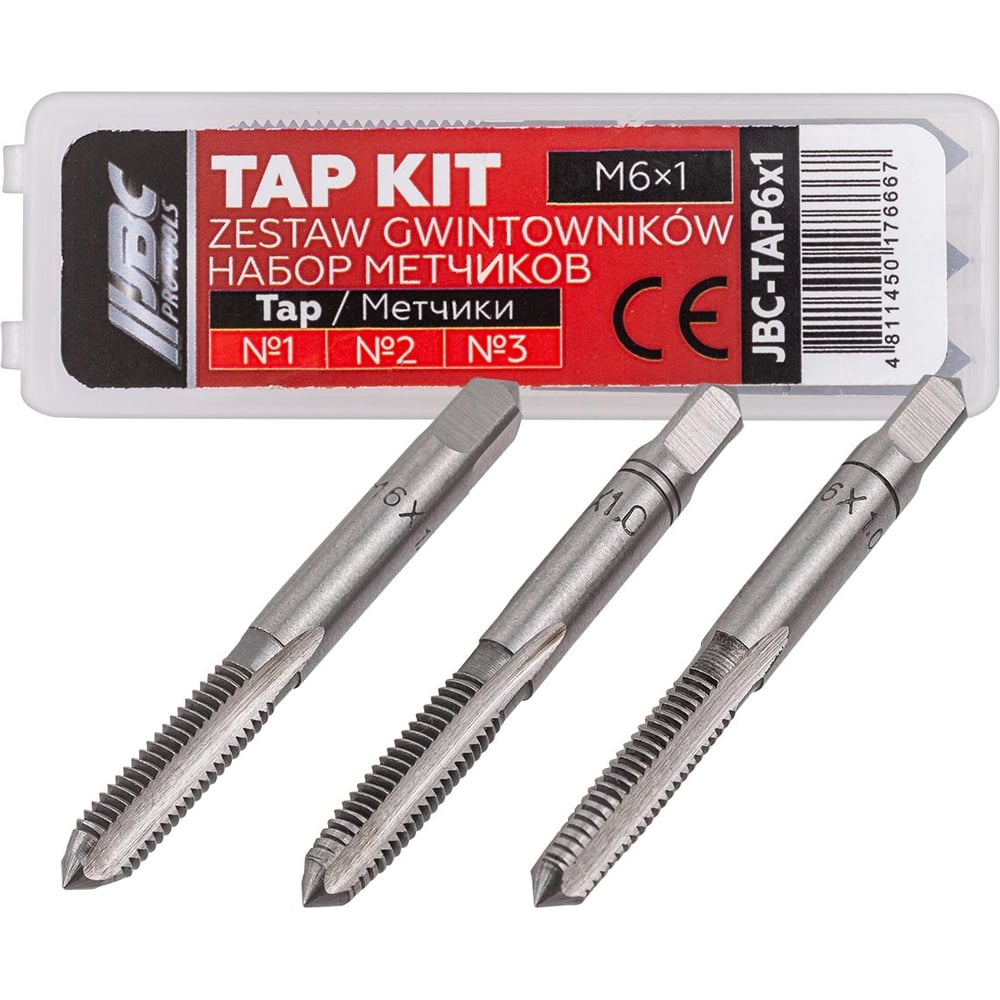 Изображение товара Метчик JBC M6x1 (3шт) в пластиковом футляре