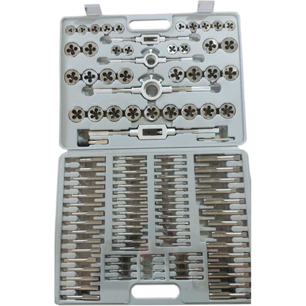 Изображение товара Набор метчиков и плашек ООО "ТМТ ГРУПП" из 110шт. М2-М18 171316 Изображение товара Набор метчиков и плашек ООО "ТМТ ГРУПП" из 110шт. М2-М18 171316