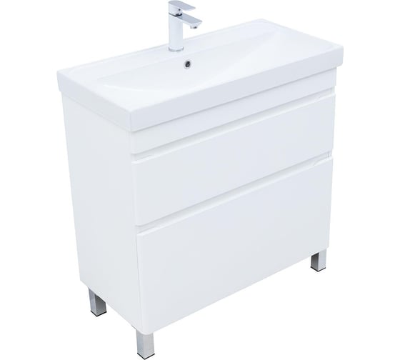 Изображение товара Тумба Aquanet Слим 80 напольная 2 ящ. цв.белый сатин (346044) 00346044